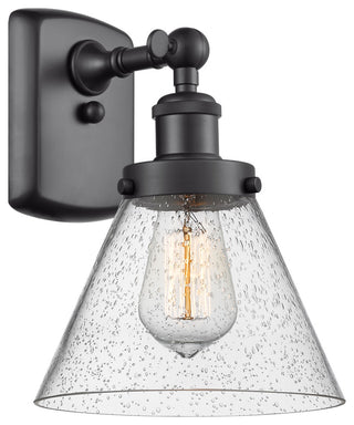 Large Cone 1-Light Sconce, Matte Black, Seedy