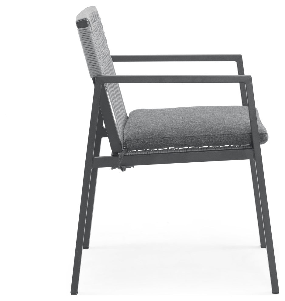 GDF Studio 7-Piece Outdoor Dining Set With Chairs & Table, Gray/Black/Silver