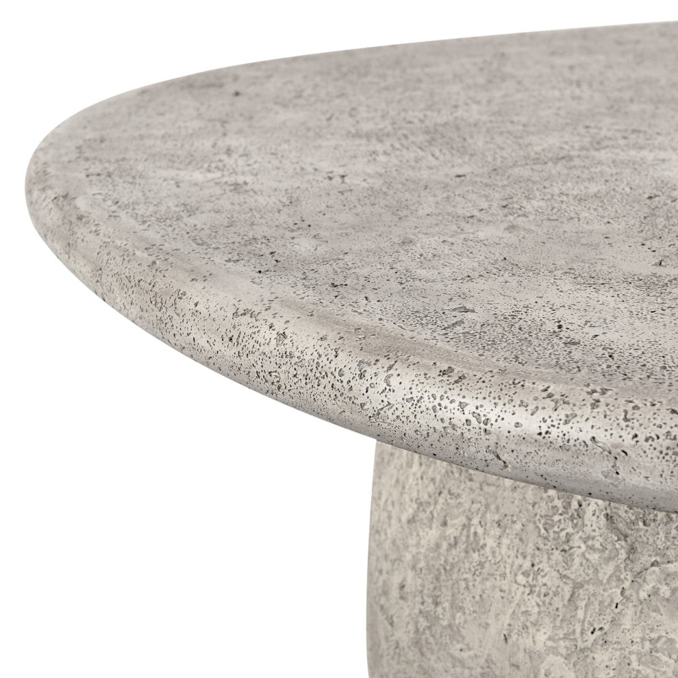 Britney 42" Concrete Outdoor Round Coffee Table, Light Grey