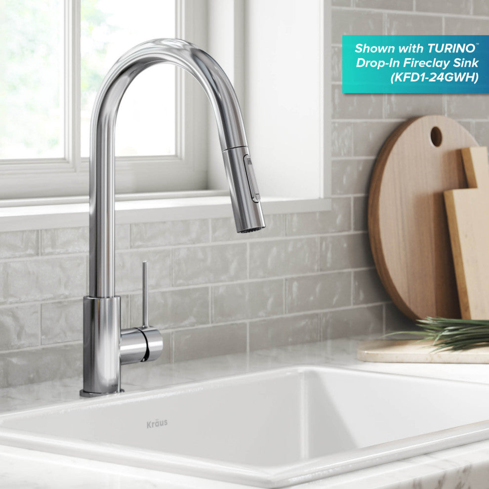 Oletto Pull-Down 1-Hole Kitchen Faucet, Chrome, Model Kpf-3104ch