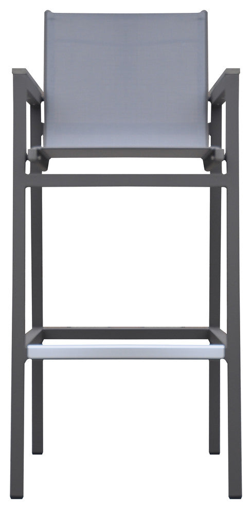 Marina Outdoor Patio Bar Stool, Gray