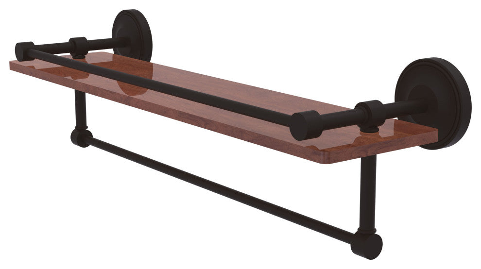 Prestige Regal 22" Wood Shelf with Gallery Rail and Towel Bar, Oil Rubbed Bronze
