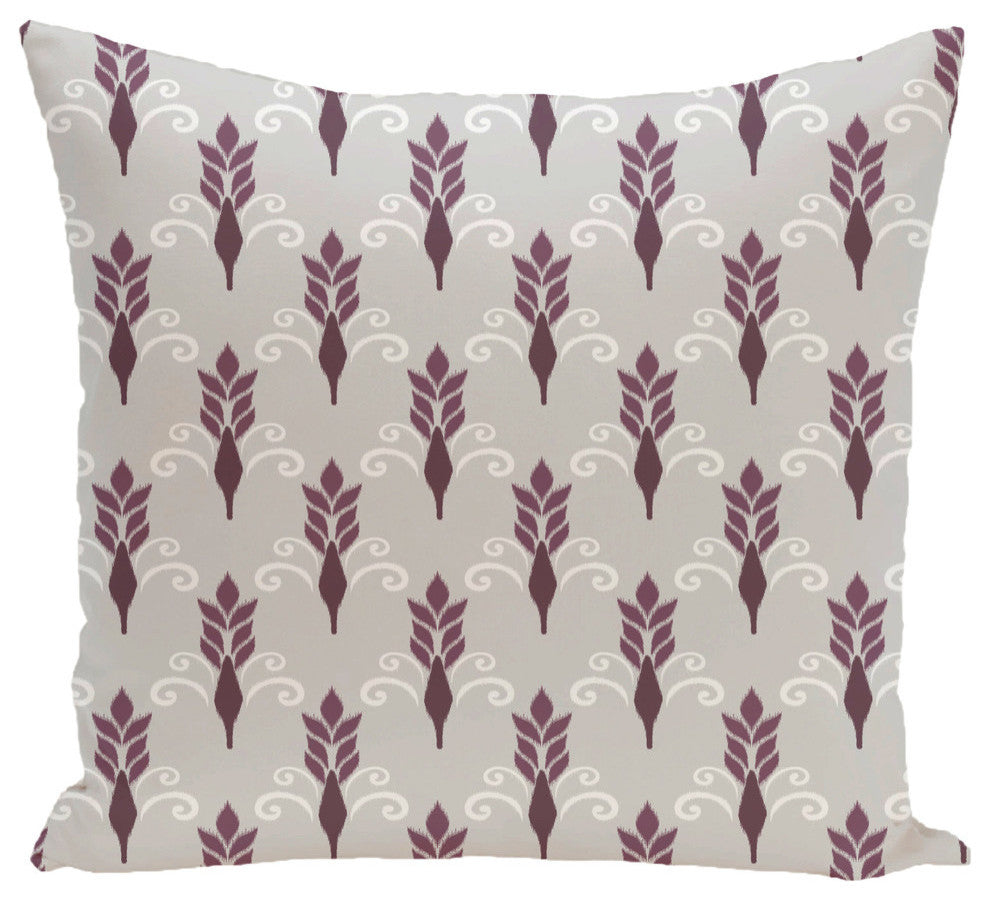 Friendship Floral Geometric Print Pillow, Plum, 18"x18"