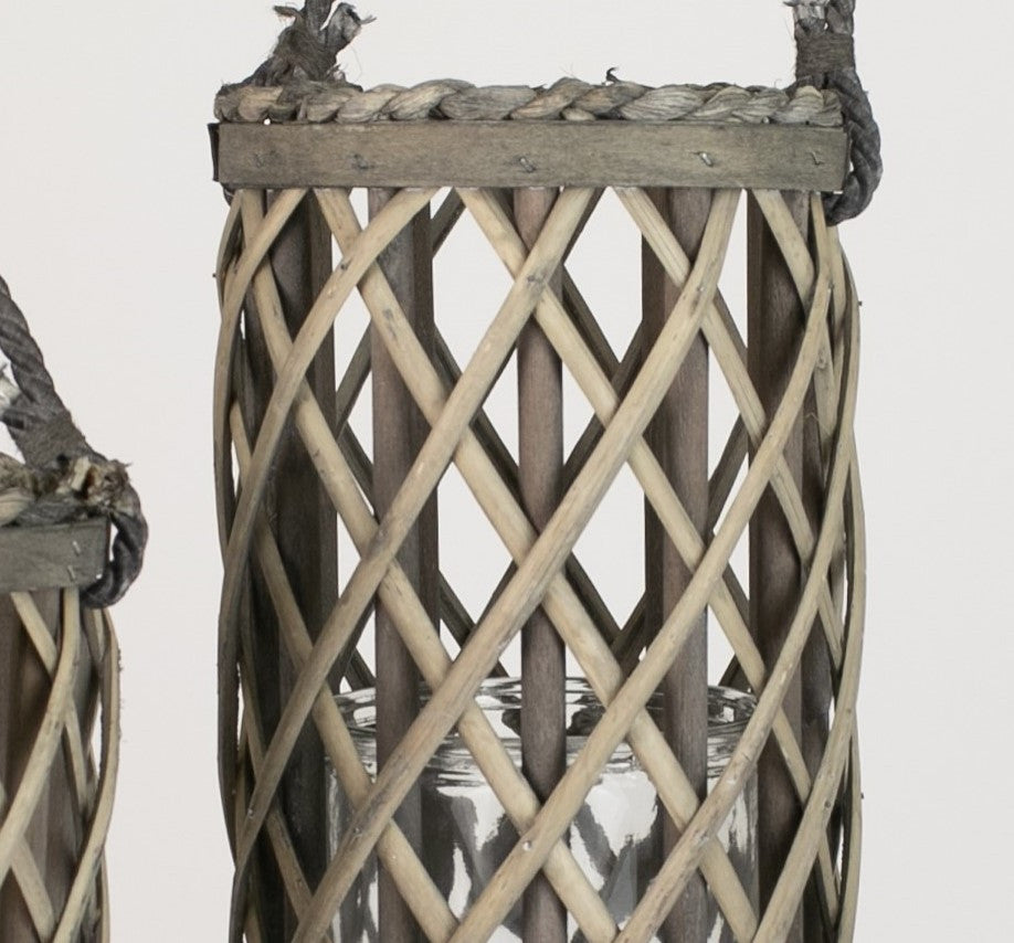 Gray Willow Lanterns Recycled Glass Candle Holder Lattice Design, 3-Piece Set