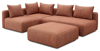 Hangover 4-Piece Modular Upholstered Chaise Sectional, Red Textured Fabric