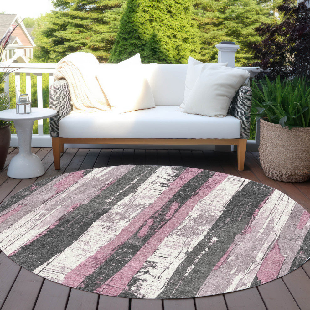 Machine Washable Indoor/Outdoor Chantille ACN1872 Blush 8' x 8' Round Rug