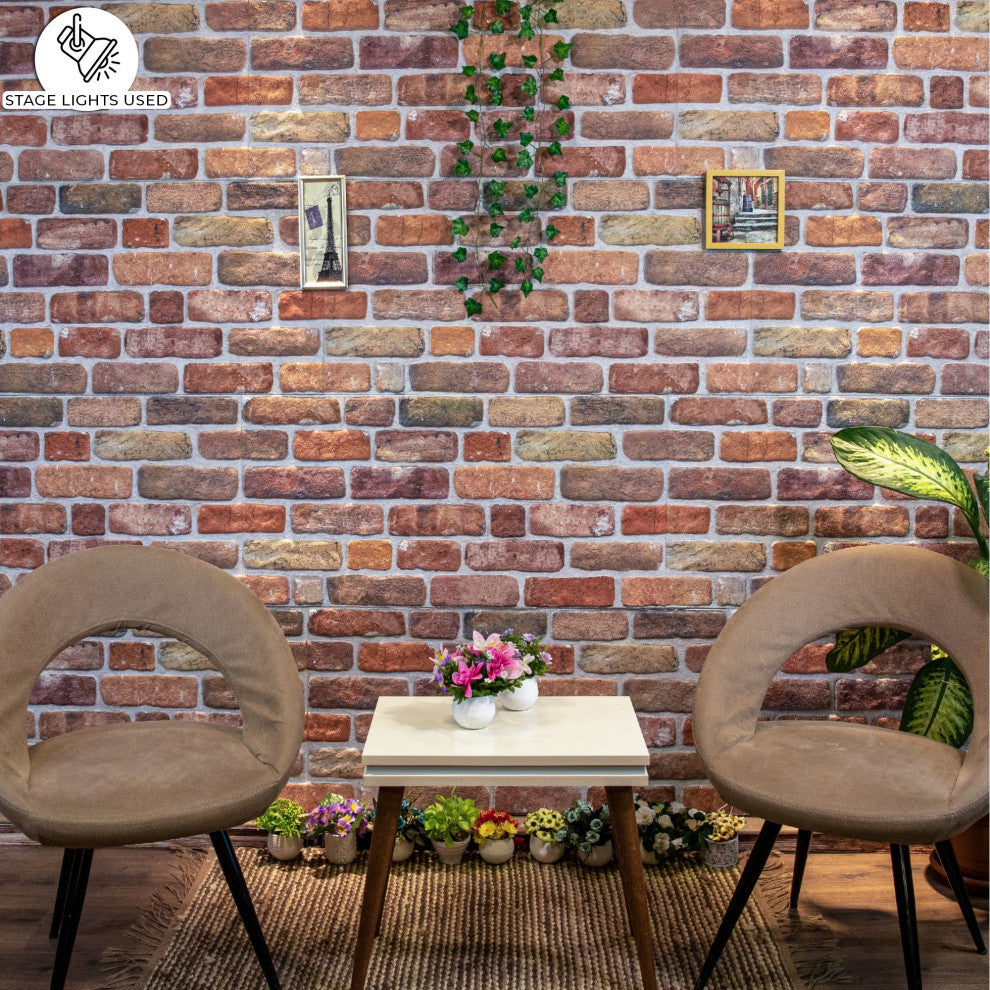 Faux Face Brick 3D Wall Panels, Brown Beige, Set of 10, Covers 53 sq ft
