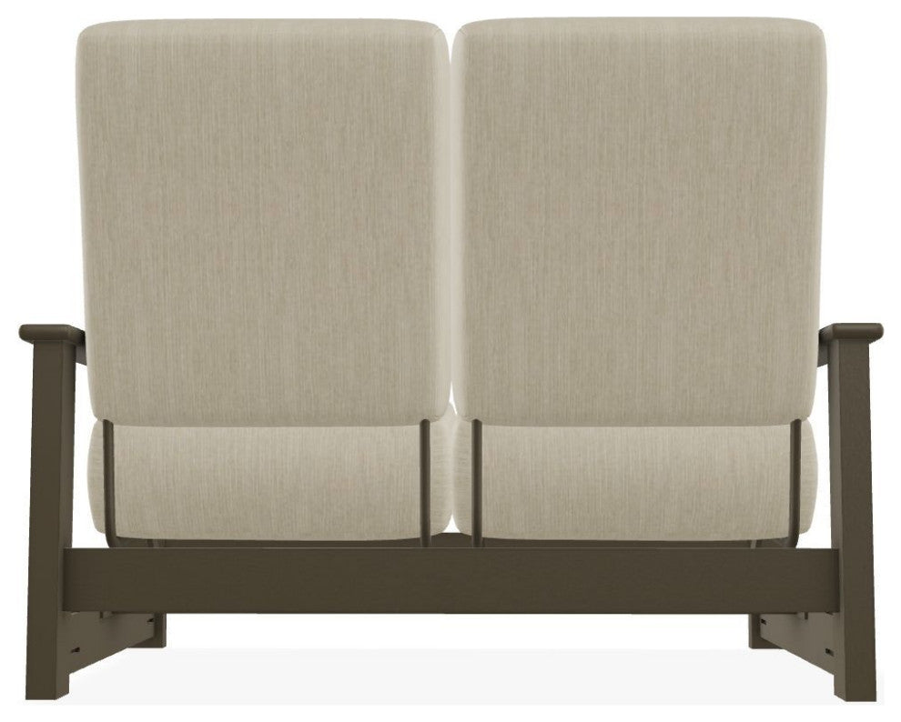 Leeward Deep Seat Outdoor Loveseat with Hidden Motion, Huskie/Beachwood