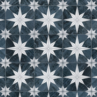 Cassis Stella Porcelain Floor and Wall Tile, Black Night
