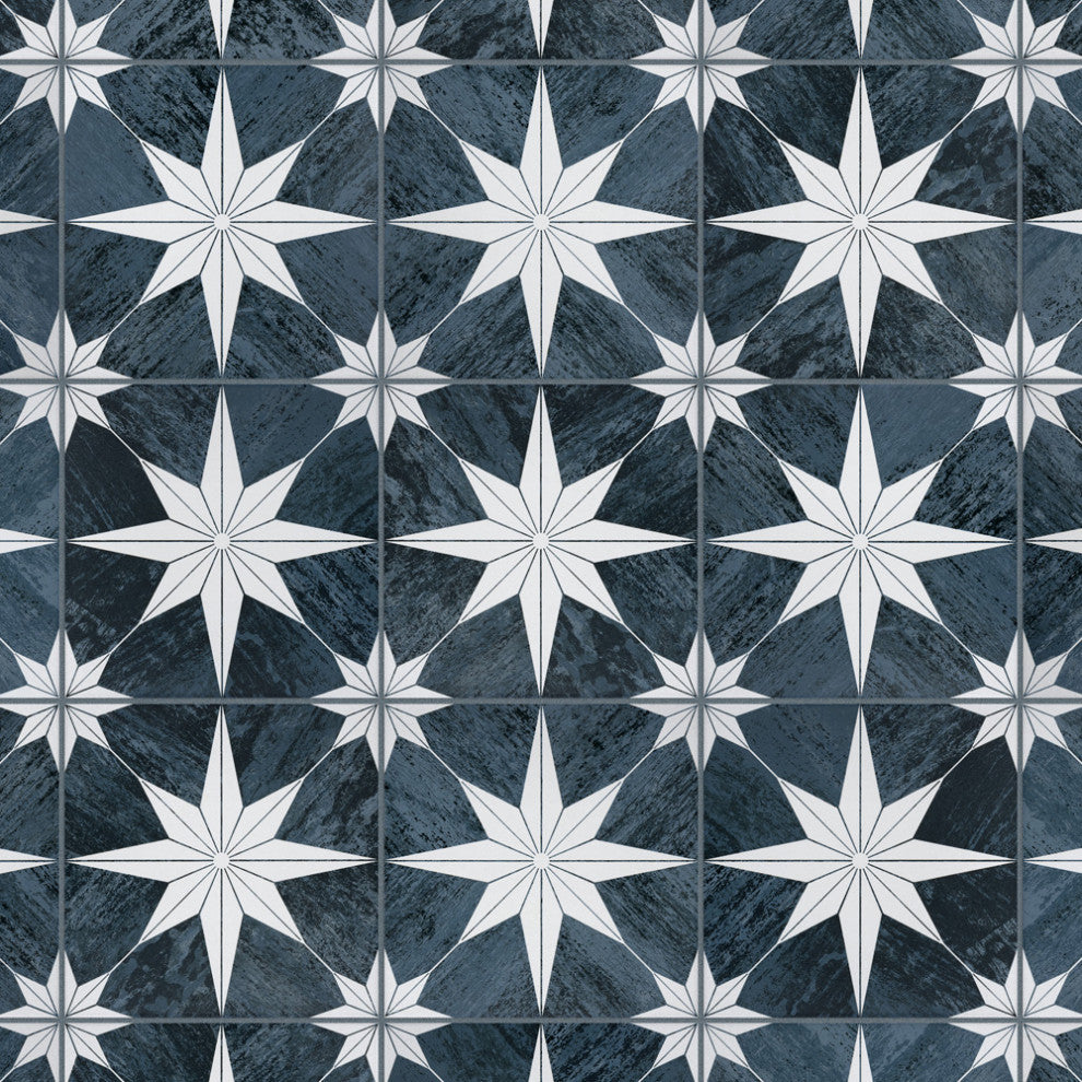 Cassis Stella Porcelain Floor and Wall Tile, Black Night
