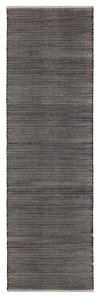 Dash & Albert Herringbone Black Handwoven Cotton Rug, Black, Runner-2'6" x 8'