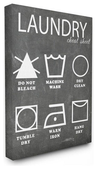 "Laundry Cheat Sheet Icons Chalk" Stretched Canvas Wall Art