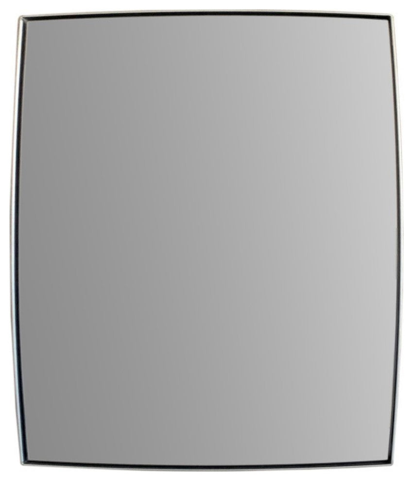 Rectangular Metal Frame Mirror, Brushed Silver