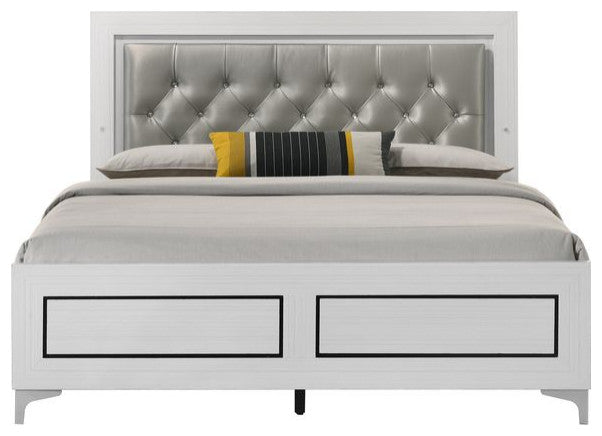 Rebecca Platform Bed, Gray/White, King