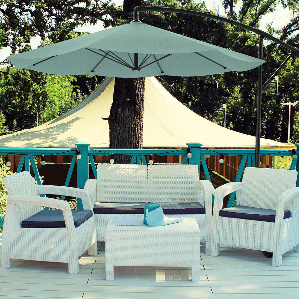 Pure Garden Offset 10' Aluminum Hanging Patio Umbrella, Dusty Green