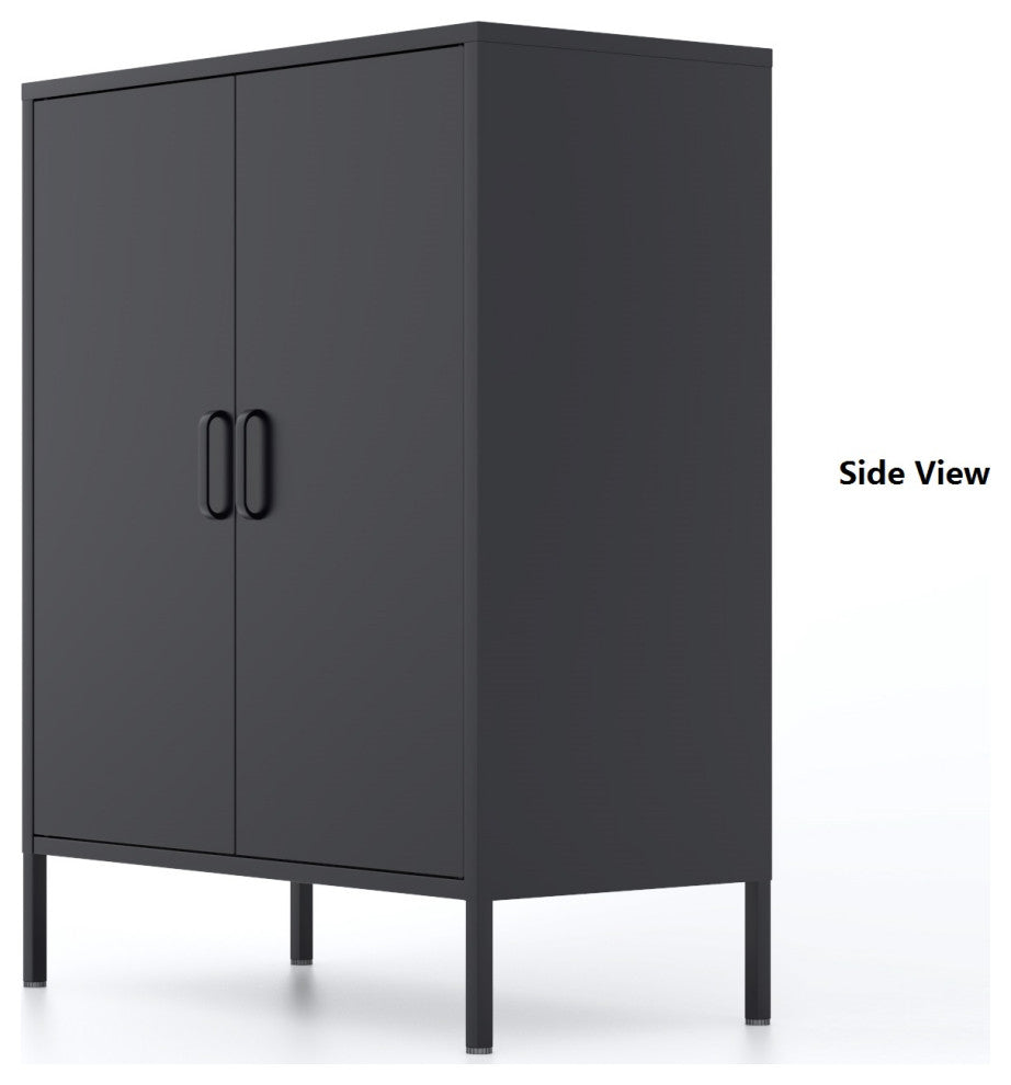 Storage Cabinet Metal Locker With Adjustable Shelves Black