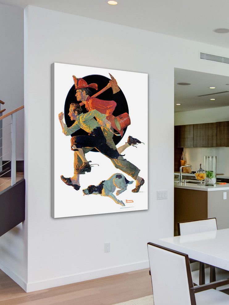 "To the Rescue" Painting Print on Canvas by Norman Rockwell