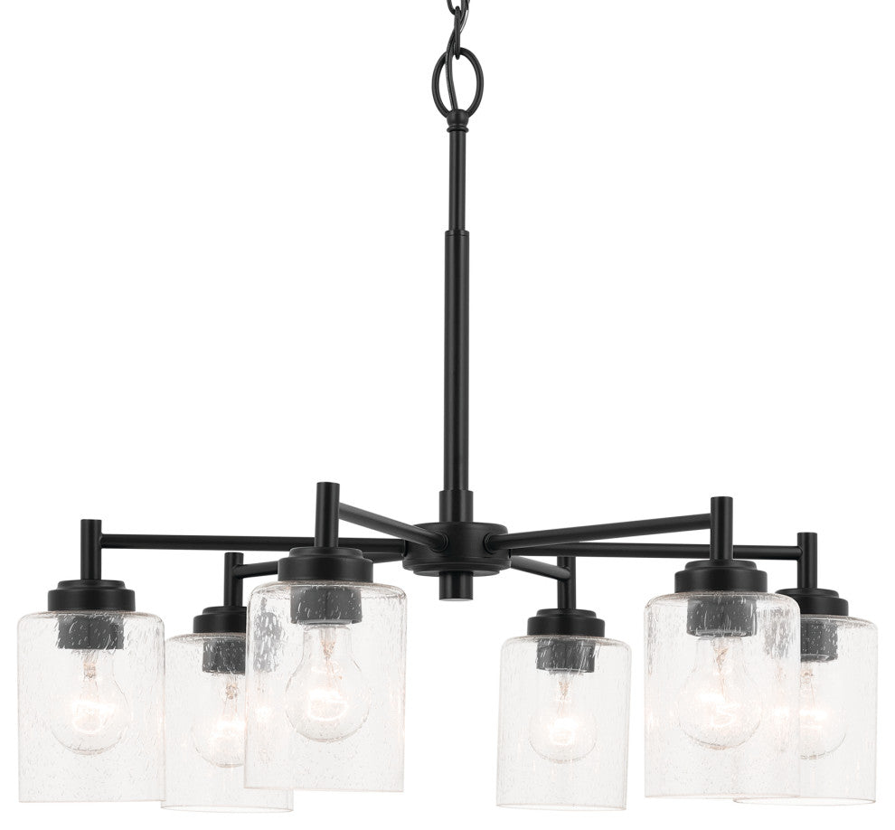 Winslow 26" 6 Light Chandelier With Clear Seeded Glass, Black