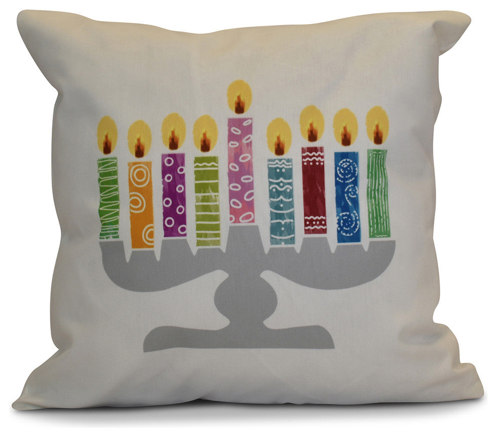 Decorative Holiday Pillow Geometric, White, 18"x18"