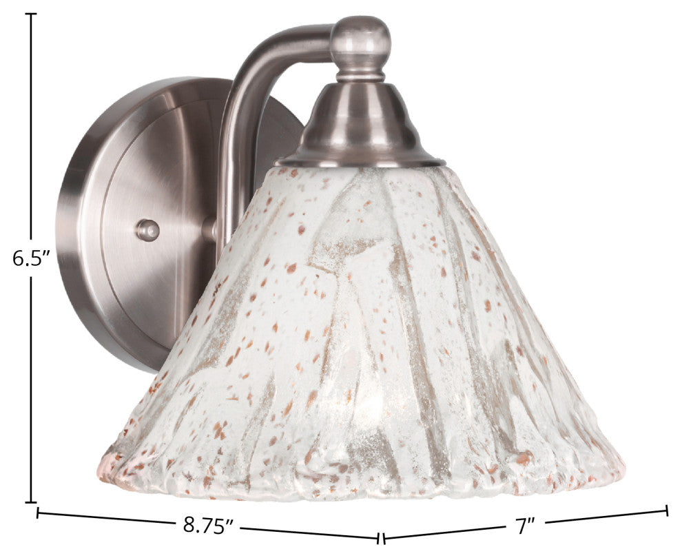 Paramount Wall Sconce, Brushed Nickel, 7" Italian Ice Glass