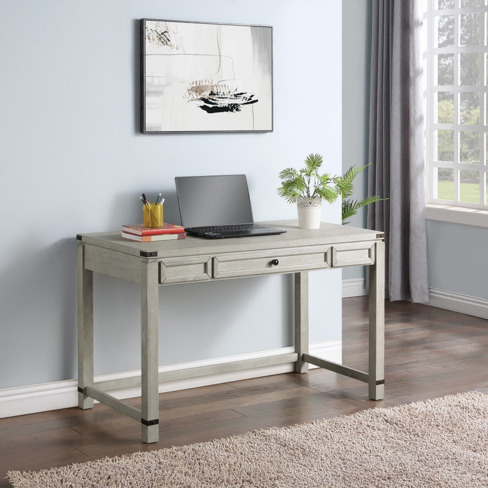 Baton Rouge 48" Work Smart Sit-to-Stand Lift Desk in Brushed Walnut Finish, Champagne Oak