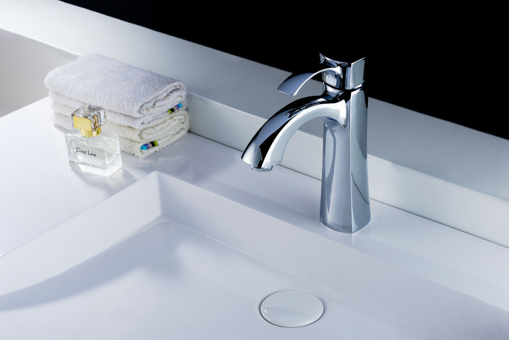 Rhythm Single Hole Single Handle Mid-Arc Bathroom Faucet, Polished Chrome