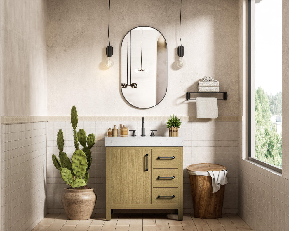 Home Living 32" Single Bathroom Vanity, Honey Brown