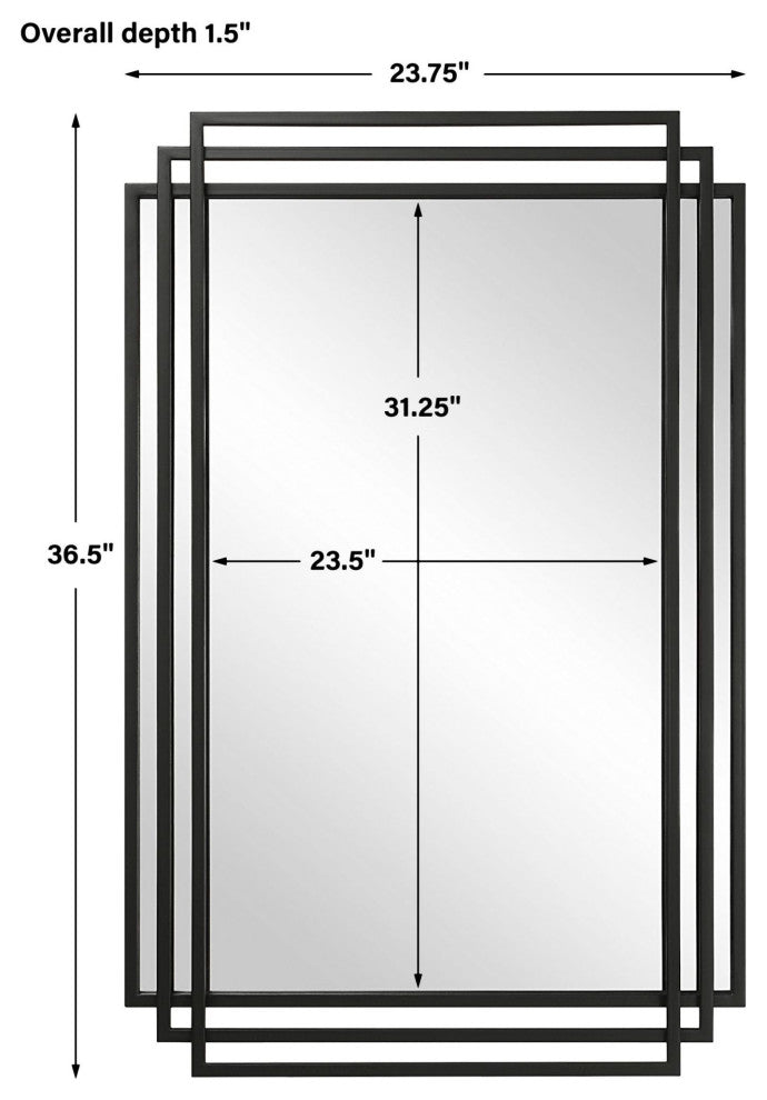 Uttermost 09768 Amherst 23-3/4" W x 36-1/2" H Rectangular Framed - Matte Black