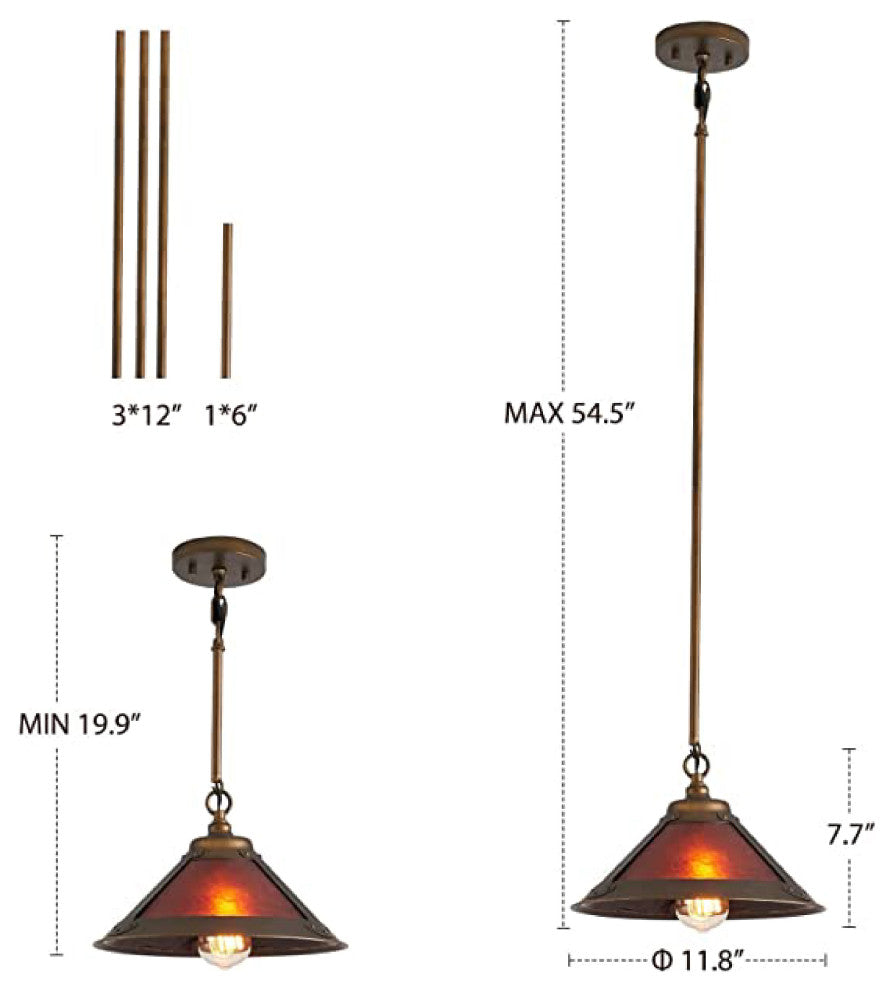 1-Light indoor hanging fixtures Iron vintage pendant Mica Shade island light