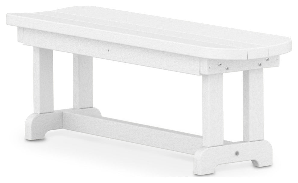 Polywood Park 48" Backless Bench, White