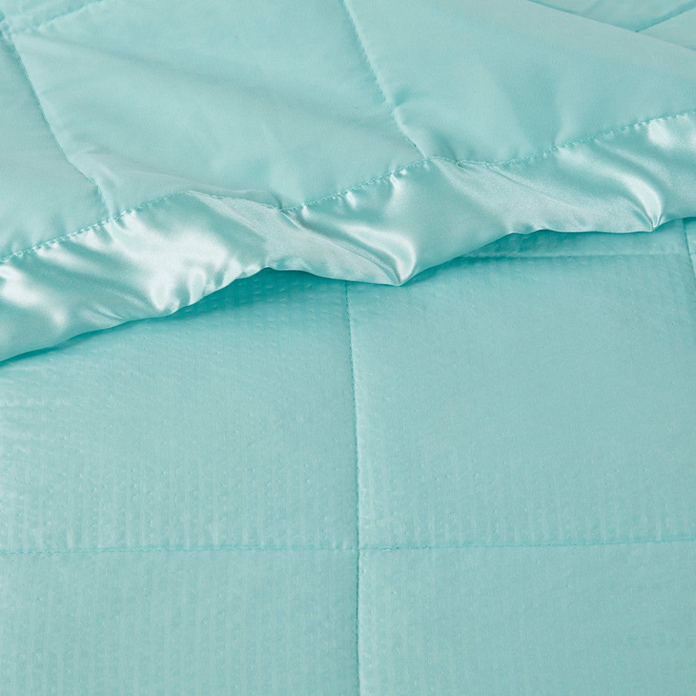 Madison Park Cambria Oversized Down Alternative Blanket With Satin Trim, Aqua