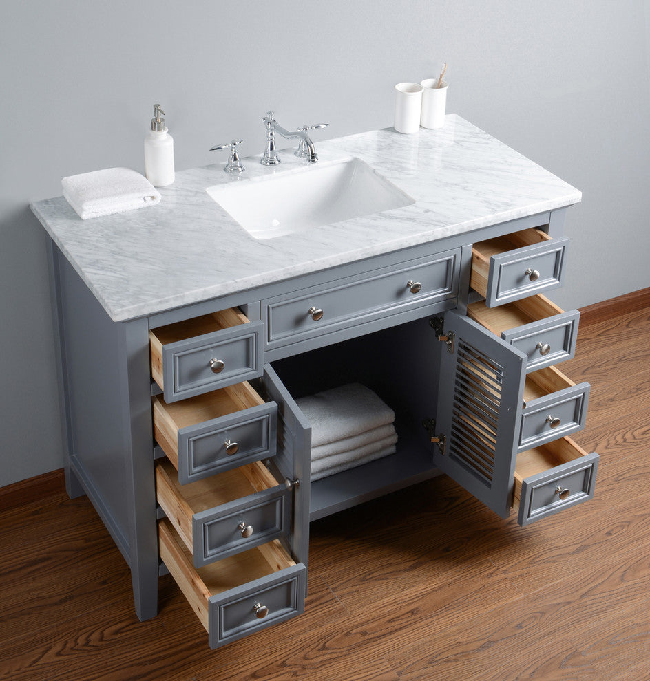 Stufurhome Genevieve Bathroom Vanity, Gray, 48" Single Sink