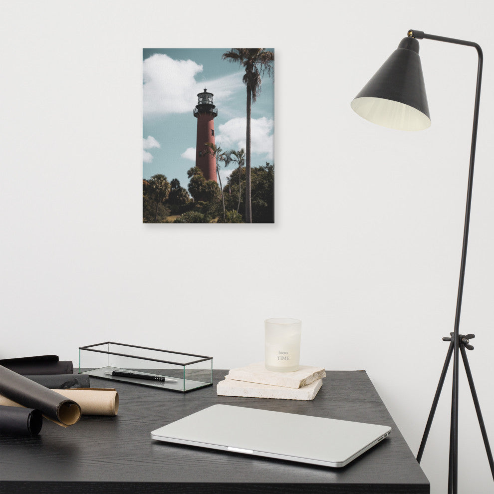 Jupiter Lighthouse Colorized Coastal Landscape Canvas Wall Art Print, 12" X 16"