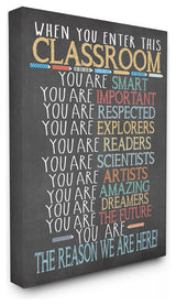 Stupell Industries Classroom Rules Rainbow Chalk, 24 x 30