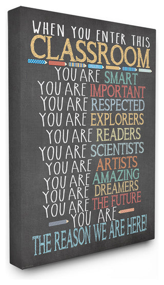 Stupell Industries Classroom Rules Rainbow Chalk, 24 x 30