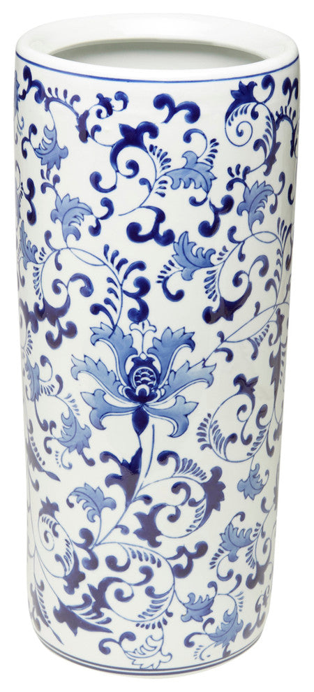 18" Blue and White Umbrella Stand