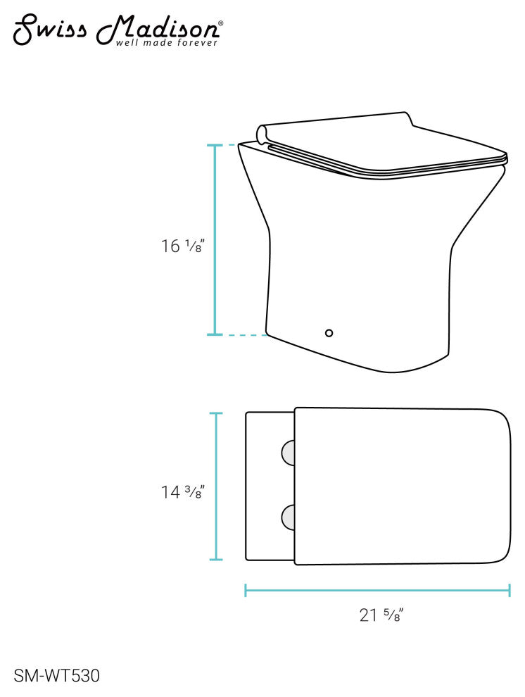 Carre Back to Wall Toilet Bowl Bundle, Glossy White