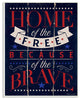 Home Of The Free Red White & Blue Planked Look Wall Plaque Art, 10"x15"