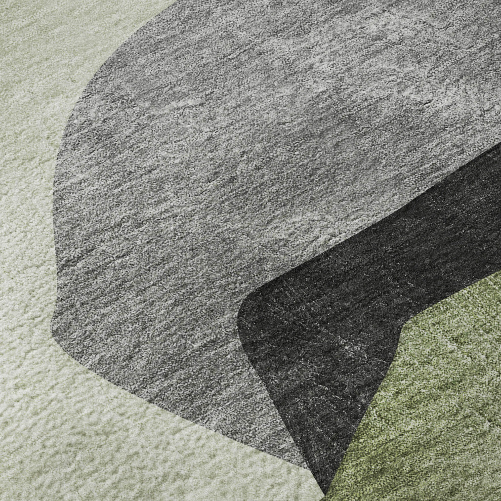 Premium Machine Washable Mayfield AMF547 Green 10'' x 14'' Rug