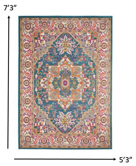 5' X 7' Teal Blue Power Loom Area Rug