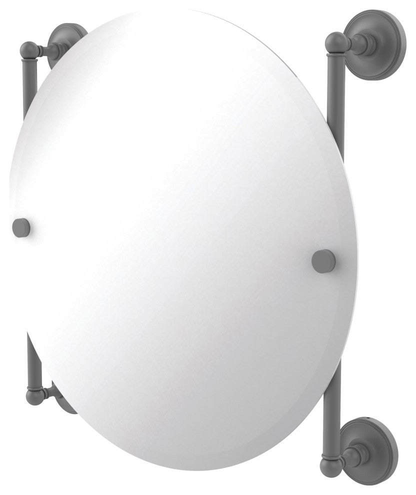 Prestige Regal Round Frameless Rail Mounted Mirror, Matte Gray