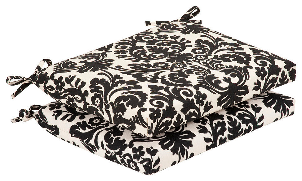 Essence Black Beige Squared Corners Seat Cushion, Set of 2