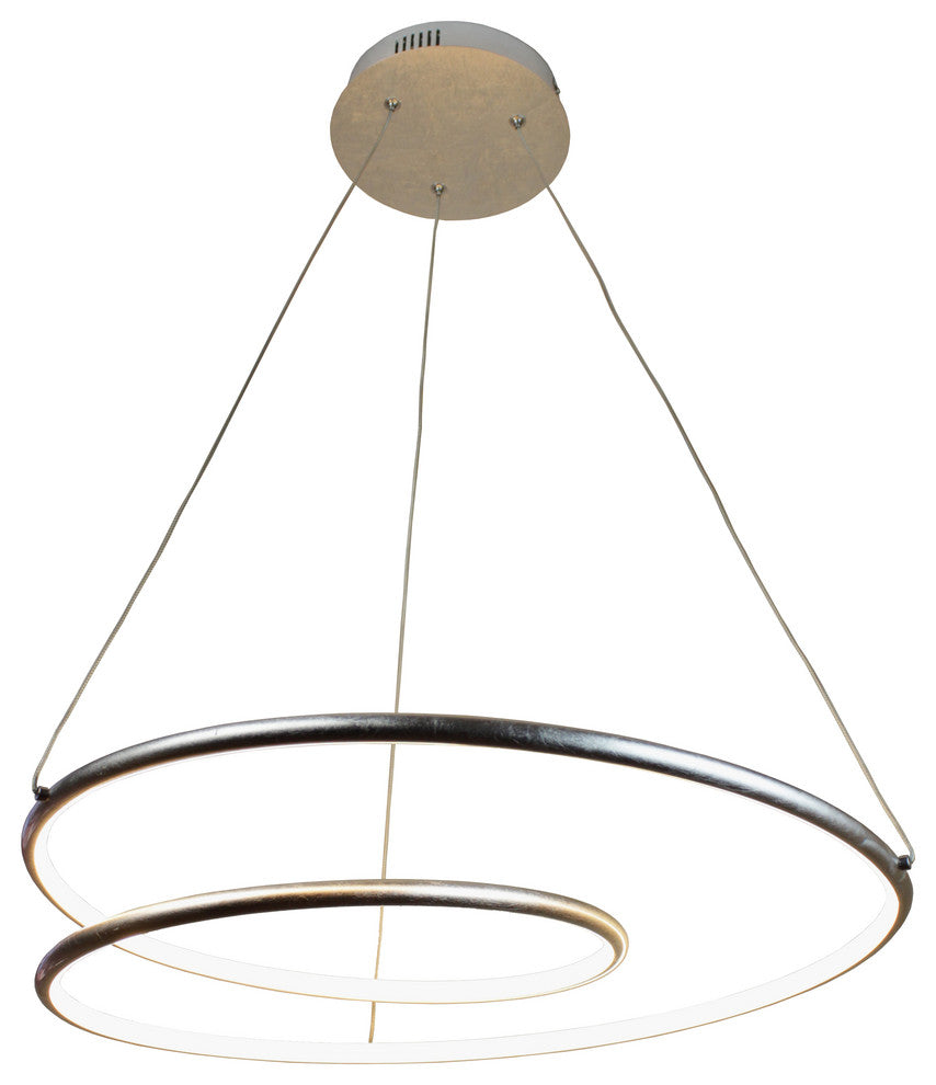 Circular Knot Integrated LED 32W Pendant, Silver Foil