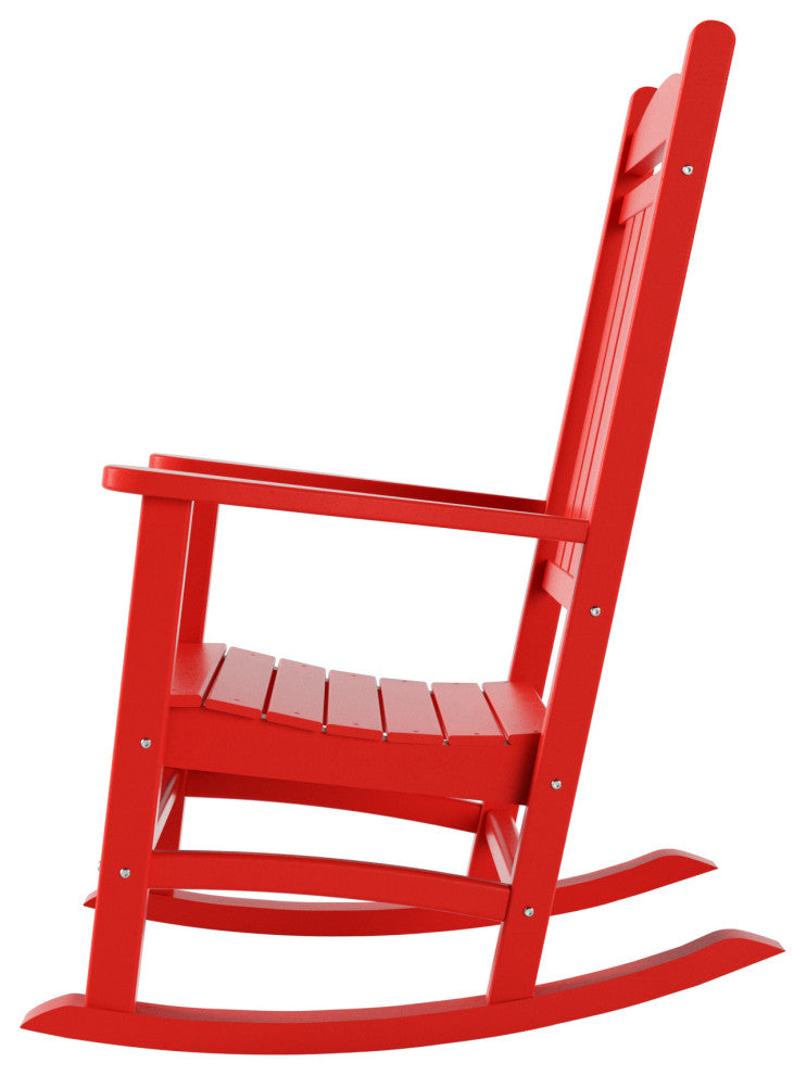 WestinTrends 2PC Outdoor Patio HDPE Adirondack Porch Rocking Chair Set, Red