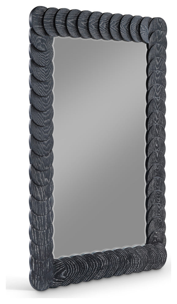 Revolve Oak Veneer Mirror, Black, Rectangular