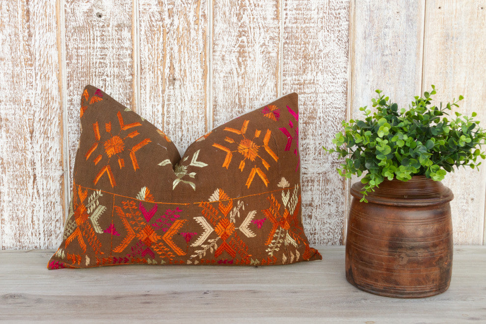 Chavi Antique Indian Folk Lumbar Pillow