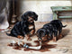 Tile Mural Two Dachshund By Carl Reichert, 6"x8", Glossy