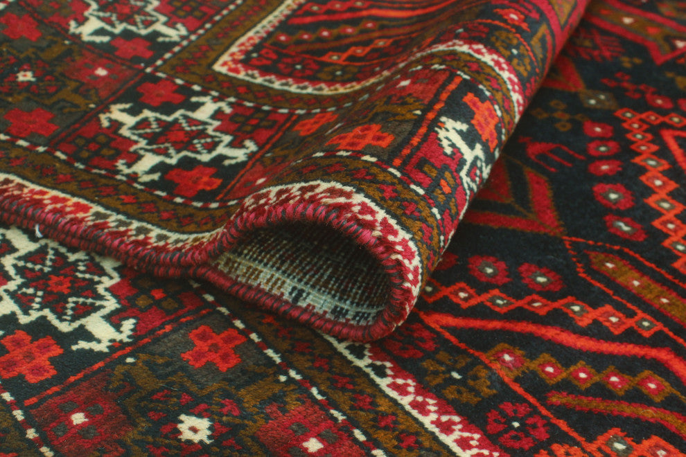 Fine Vintage Distressed Ronda Charcoal/Red Runner, 3'4x6'6