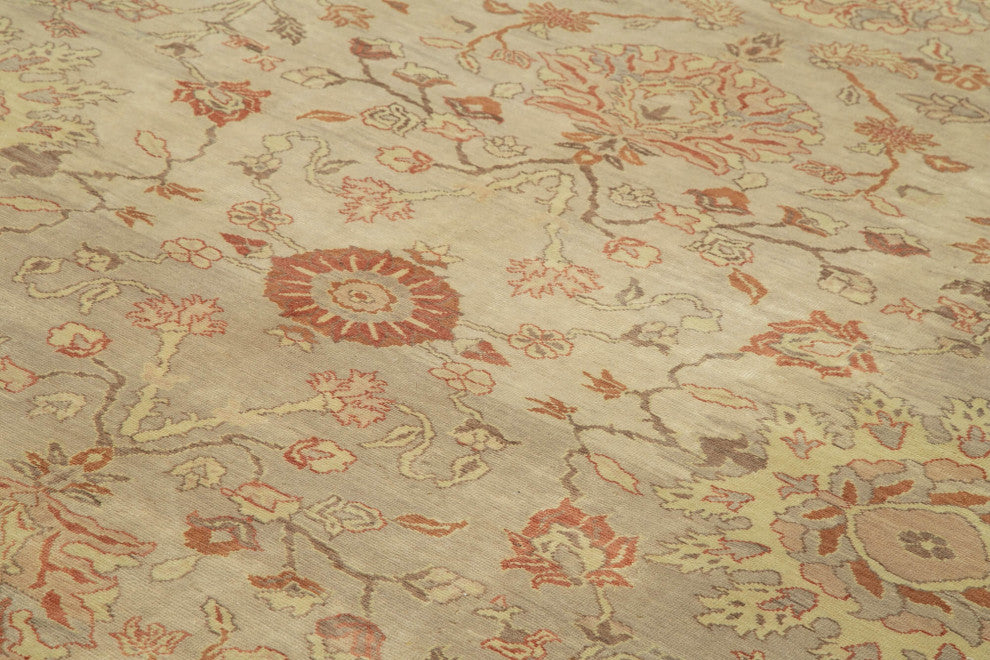 Rug N Carpet - Handmade Oriental 9' 9" x 12' 8" Pastel Oushak Area Rug