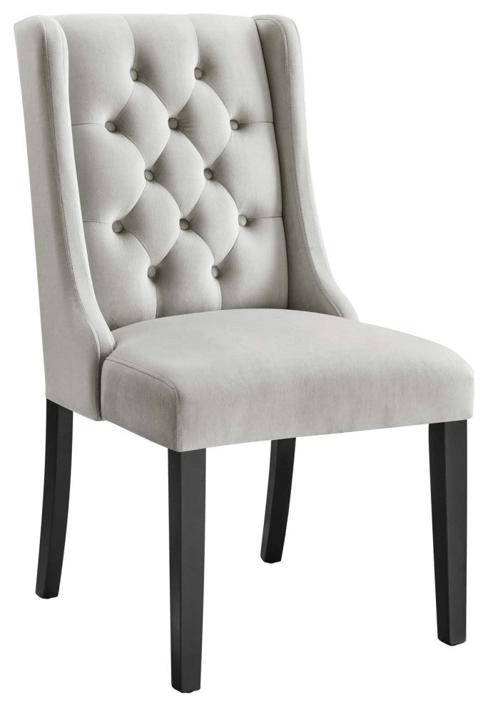 Baronet Performance Velvet Dining Chairs, Set of 2, Light Gray